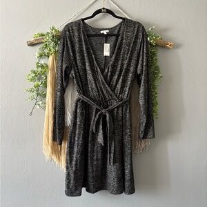 Maurices Charcoal Sparkle Long Sleeve Sweater Dress